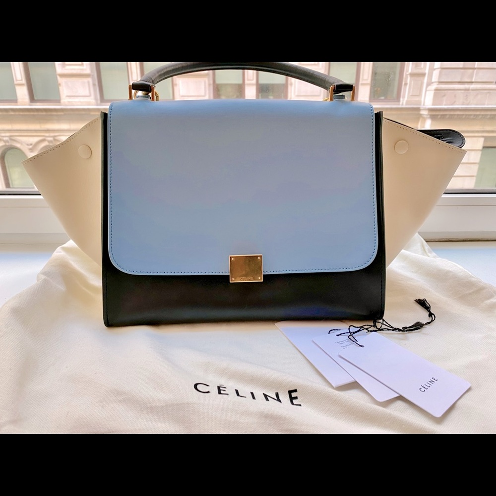 Celine tricolor leather trapeze bag